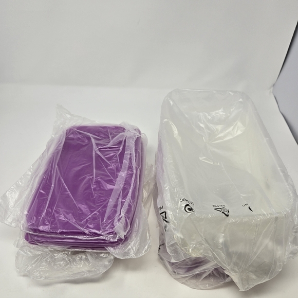 NOS VINTAGE TUPPERWARE FREEZER MATES SET OF 14 PIECES PURPLE LIDS 1990S STORAGE - Picture 2 of 15